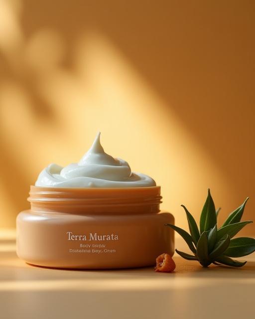 Vasetto di lusso della crema corpo Terra Murata, con texture ricca e naturale.